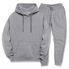 ILLUSO 素色刷毛連帽長袖T恤+棉褲