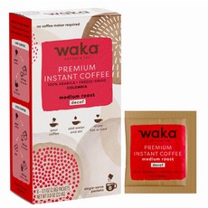 와카 커피 디카페인 고급 인스턴트 커피 콜롬비안 미디엄 Waka Premium Decaf Instant Coffee Sachets — 100% Arabica Freeze Dr, 디카페인 미디엄 로스트, 0.8 Ounces