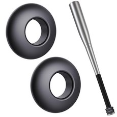 [2팩] 프로페셔널 야구 배트 그립 노브 스태커 초크 업 링 소프트볼 티볼 액세서리 - 블랙 179163