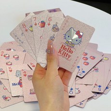 헬로키티 PVC 방수 카드 고급 디자인 KT 고양이 포커 카드 보드게임, [PVC 방수 모델] 8.9*5.9*1.8CM