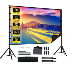 VEIDADZ 실외용삼각대 프로젝터 스크린 검정색 뒷면 주름 방지 고화질 화면 고화질 광시야각 회의실/홈시어터용, 60형