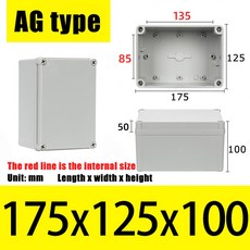 AG 유형 방수 DIY 하우징 악기 보관 상자 케이스 프로젝트 ABS 플라스틱, AG175X125X100