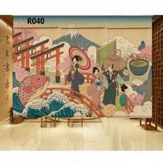 대나무 블라인드 롤스크린 동양화 파티션 가림막 업소 일식집 인테리어
