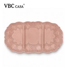 VBC CASA 蕾絲系列 40cm 三格點心盤, 粉紅, 1個
