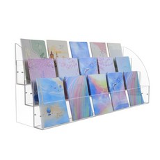 엽서 가판대 홍보물 진열대 잡지꽂이 리플렛 투명 매거진랙, 60권 4단 26x45cm
