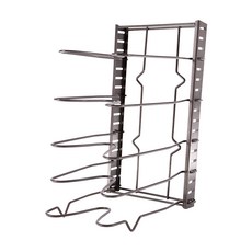 多層可調節鍋具收納架，廚房置物架，平底鍋架，鍋蓋架，廚房收納，多功能收納層架, 黑色, 1個, 5層