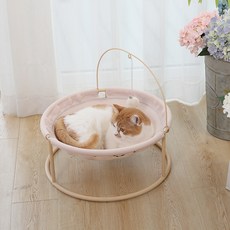 Gowls 고양이 매쉬 해먹 침대 원형, 여름용 베이지, 1개