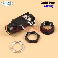 오디오 잭 커넥터 6.35mm 6.5mm 4핀/3핀 모노 암소켓 PCB 패널장착 마이크 섀시 어댑터, 4in1 4P Gold, [13] 4in1 4P Gold