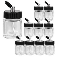 [4] OPHIR 80CC 사이펀 피드 에어브러시 병 고무 캡이 있는 플라스틱 듀얼 액션 에어브러시 페인트 병 10개 에어브러시 페인트 보관용 에어브러시 액세서리 어댑터 병, 10x 22cc Glass Single Action A