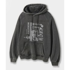 브랜드정품 디미트리 블랙 래글런 배색 피그먼트 아트웍 후드 티셔츠_차콜 225971