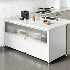 SeekFun 주방 수납장 세라믹 상판 튼튼한 와이드 다용도 고하중 하부장 식탁 렌지대, 화이트/White