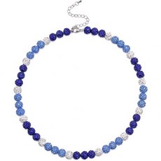 COGU 야구 얼음 목걸이 - 구슬 블링 넘버 2/3/11/13 운동선수 영감 라인스톤 액세서리 남자 애호가를 위한 선물, Navy blue/Azure Blue/White, Navy blue/Azure Blue/White