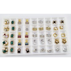 美甲合金鑽飾套組 珍珠寶石水晶大鑽混合 立體異形鑽 穿戴甲造型設計 堆鑽飾品盒裝, 1個, 多款綜合02【格子10*10mm】45顆