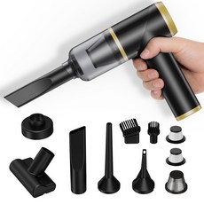 오이키 차량용 청소기 미니 무선 진공 가정용 자동차 에어건 청소기, 블랙&골드