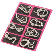 黑白寶貝 智力環8件套 解鎖玩具 益智遊戲 智力扣 解環 解扣 孔明鎖 八件套 魯班鎖 兒童益智, 1個, 粉色款