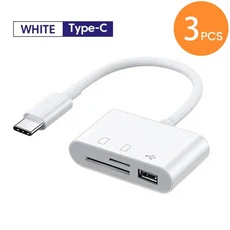 Fro 3 In 1 Typ-C 어댑터 TF SD 메모리 카드 리더기 OTG USB C 커넥터 Samsung Xiaomi Macbook, 02 3pcs White 3in1