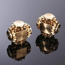 황동 4개 톱니 큐브 연동 기어 팽이 금속 핑거스핀 스트레스 해소 장난감, 1개, brass 1개, brass