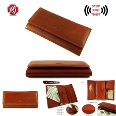 Sika 防RFID側錄義大利時尚真皮雙扣三折長夾 電子防盜 女用長夾 女用皮夾 牛皮皮夾 電子防盜