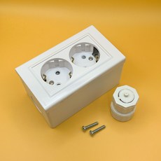 일신 2구 콘센트 세트(콘센트+PVC노출박스+이도피스+CD커넥터), 1개