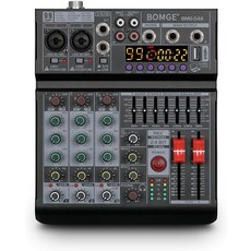 BOMGE 04A 오디오 믹서 USB블루투스컴퓨터4채널 스테레오 입력 DJ 믹서가 장착된 전문 사운드 보드 믹싱 콘솔 PC 녹음 노래방 스튜디오 스트리밍을 위한 48V 팬텀 디지털, BMG-04A