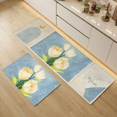 모레아오브제 빨아쓰는 소프트 규조토 주방매트 발매트 1+1 세트 일러스트 플라워 16종, DRA-2614