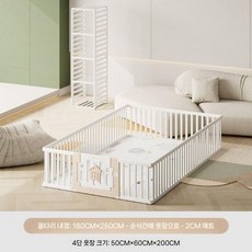 소형 공간 아기 울타리 실내 거실 유아 놀이 펜스, 180x250 큐브 펜스+선반+2CM패드(에페)