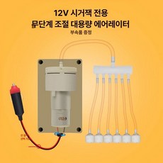 차량용기포기 12V 기포발생기 펌프 타입 공급기 산소 시거잭 연결 12V 조절 1m 산소 발생기+부속품, 12V 조절 2m 산소 발생기+부속품, 12V 시가잭 2m, 1개, 기본 모델명/품번