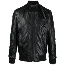 필립플레인 퀼팅 가죽 보머 재킷