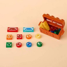 MOC 캐릭터 장면 빌딩 블록 액세서리 보물 금고 금 및 Ailver 광석 다이아몬드 달러 상자 키 장난감 선물 벽돌, 01B5-57-1-1SET