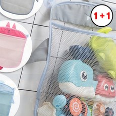 아기 욕실 정리망 캐릭터 벽면 부착 수납망 장난감 정리함(1+1상품으로 주문수량의 2배수량 배송), 1개, 그레이 샤크