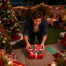 크리스마스 인사말 카드 스티커가 포함된 조각 봉투가 재미있는, 1개