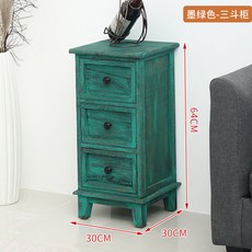 復古簡約風實木抽屜收納櫃, 綠色 復古綠