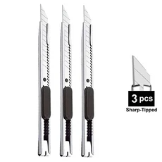 1/5/10Pcs 유틸리티 나이프 스테인레스 스틸 종이 컷 박스 커터 도구 키트 미끄럼 방지 블레이드 Unboxing, 08 3 Pcs Sharp Tipped