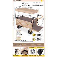 누마 유아웨건 접이식 쌍둥이 아기웨건 키즈 나들이 다용도카트 캠핑 어린이용 휴대용 피크닉 카트, 카키 플래그십 푸시풀 일체형