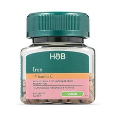 H&B Iron Vitamin C 홀랜드앤바렛 철분 비타민 C 14mg, 2개, 90정