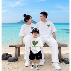 하트 코튼 여름가족티 커플룩 패밀리룩 반팔티