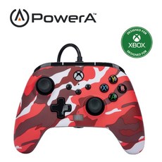 PowerA Xbox 增強款有線控制器，藍色迷彩，可拆卸 3 米 USB 線, 1個, 迷彩紅