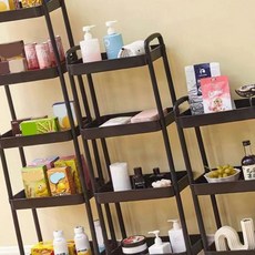 트롤리 카트 이동식 주방 거실 틈새 수납 왜건, 1개, 3단 블랙