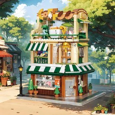 웨딩 갤러리 빌딩 블록 가든 호텔 조립 스트리트 뷰 로맨틱 장식 모델 선물, 색상: 4. Shiguang Cafe
