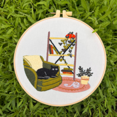 아가토스 고양이 시리즈 프랑스 자수세트 DIY 취미세트 (자수틀+자수실+자수바늘3p+자수그래픽패브릭), 휴일 고양이 4, 1개