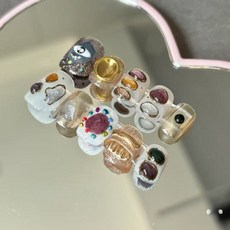 Portia Nail 純手工穿戴甲 日系小眾立體美甲片, 1個, 沙漠之眼（短方圓14mm,M