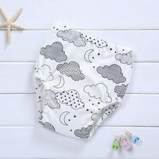 商檢合格 INS風學習褲 四層紗練習褲 (透氣舒適/親膚/學習褲/練習褲), 702黑白雲朵, 1個