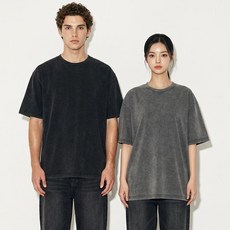 남녀공용 피그먼트 드롭숄더 오버핏 반팔티셔츠 루즈핏 빅사이즈