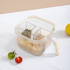 DFMEI 廚房調料盒家用佐料收納盒密封四格一體放鹽味精調味罐瓶, 1個