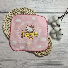凱蒂貓小方巾 純棉兒童方巾 台灣製造正版授權 可愛印花手帕【MIT202】, 1個, 黃色小飛機, 黃色小飛機