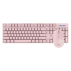 지클릭커 오피스프로 스탠다드 M 무선 키보드 + 인체 공학 무소음 마우스 세트, WMK60, 핑크, 일반형