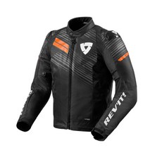 REV'IT! 摩托車透氣網眼夾克，輕量舒適，反光安全設計, 黑營橘