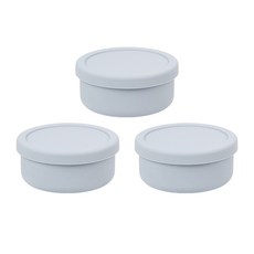 FOREVER 矽膠保鮮盒 圓形 米色 300ml x 3, 藍色, 3個