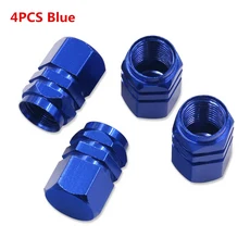 자동차 타이어 스템 밸브 캡 알루미늄 합금 휠커버 오토바이용 공기 먼지 방수 4 개 8, 01 4PCS Blue
