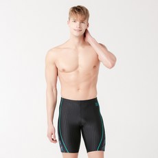 베이직엘르 골지 프린트 5부 사각 실내수영복 BEZ-W498K